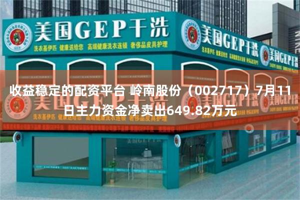 收益稳定的配资平台 岭南股份（002717）7月11日主力资金净卖出649.82万元